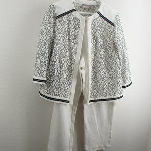 Chicos lace ponte knit open front jacket w/ ponte knit pants outfit size 2